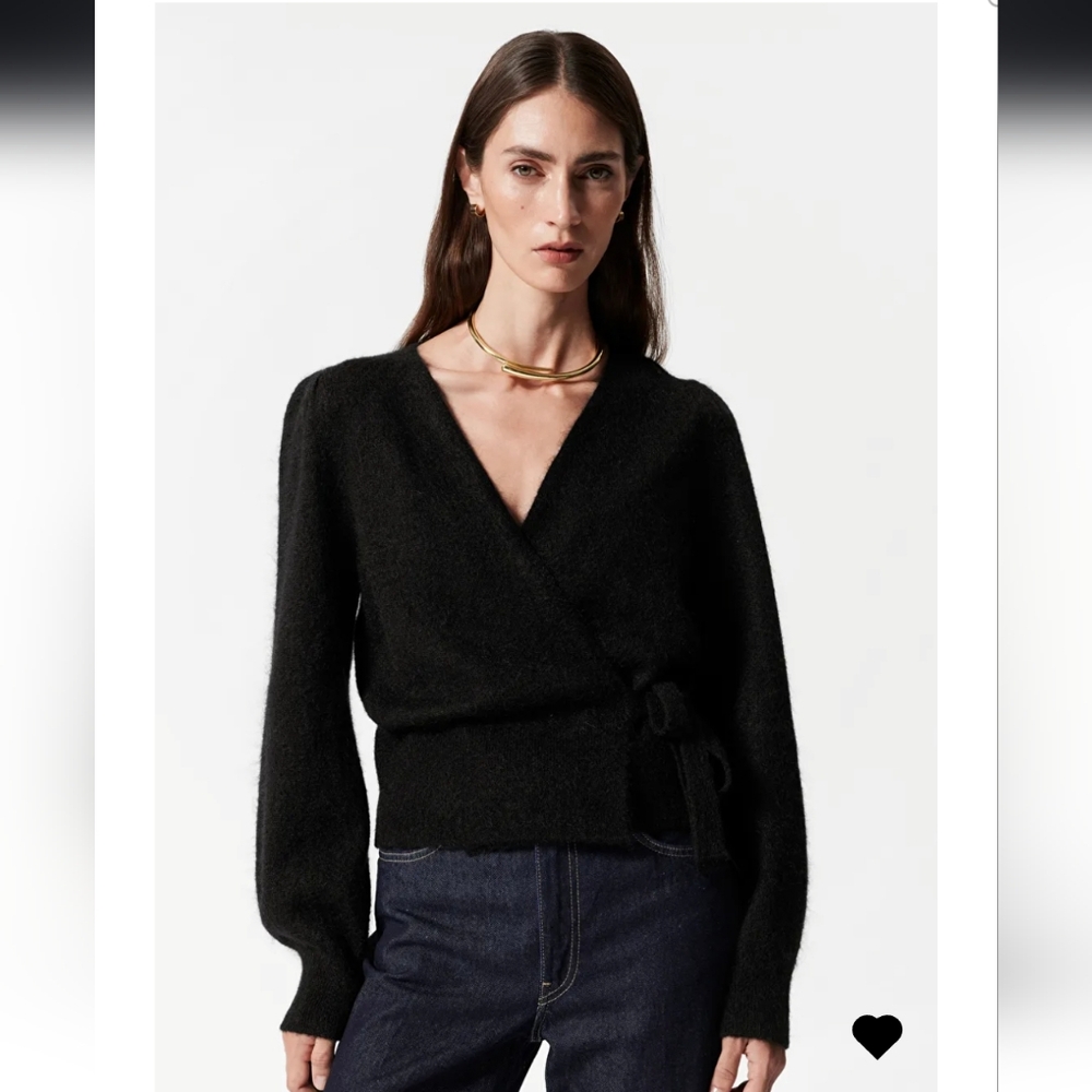 Mohair-Blend Knitted Wrap Cardigan XS